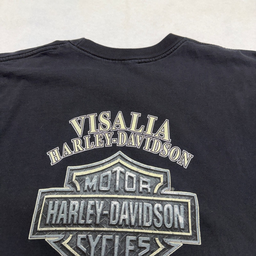 Harley Davidson Shirt Mens XL Black Pinup Girl Biker Visalia CA Motorcycle - Picture 14 of 16